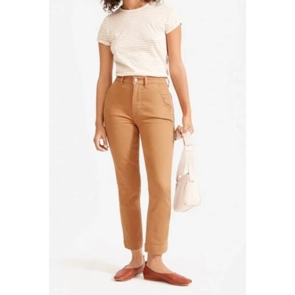Everlane The Sim Leg Crop Ankle Rust Brown High Rise Denim Jeans Women Sz 16 - Picture 1 of 11